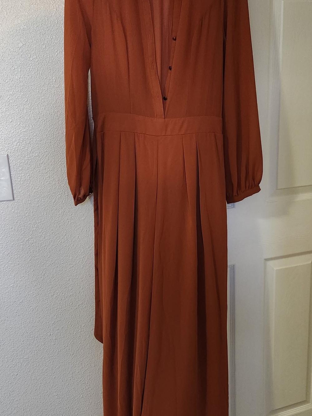 Fashion Nova Long Sleeve Pleated Maxi JUMPER - Rust Orange